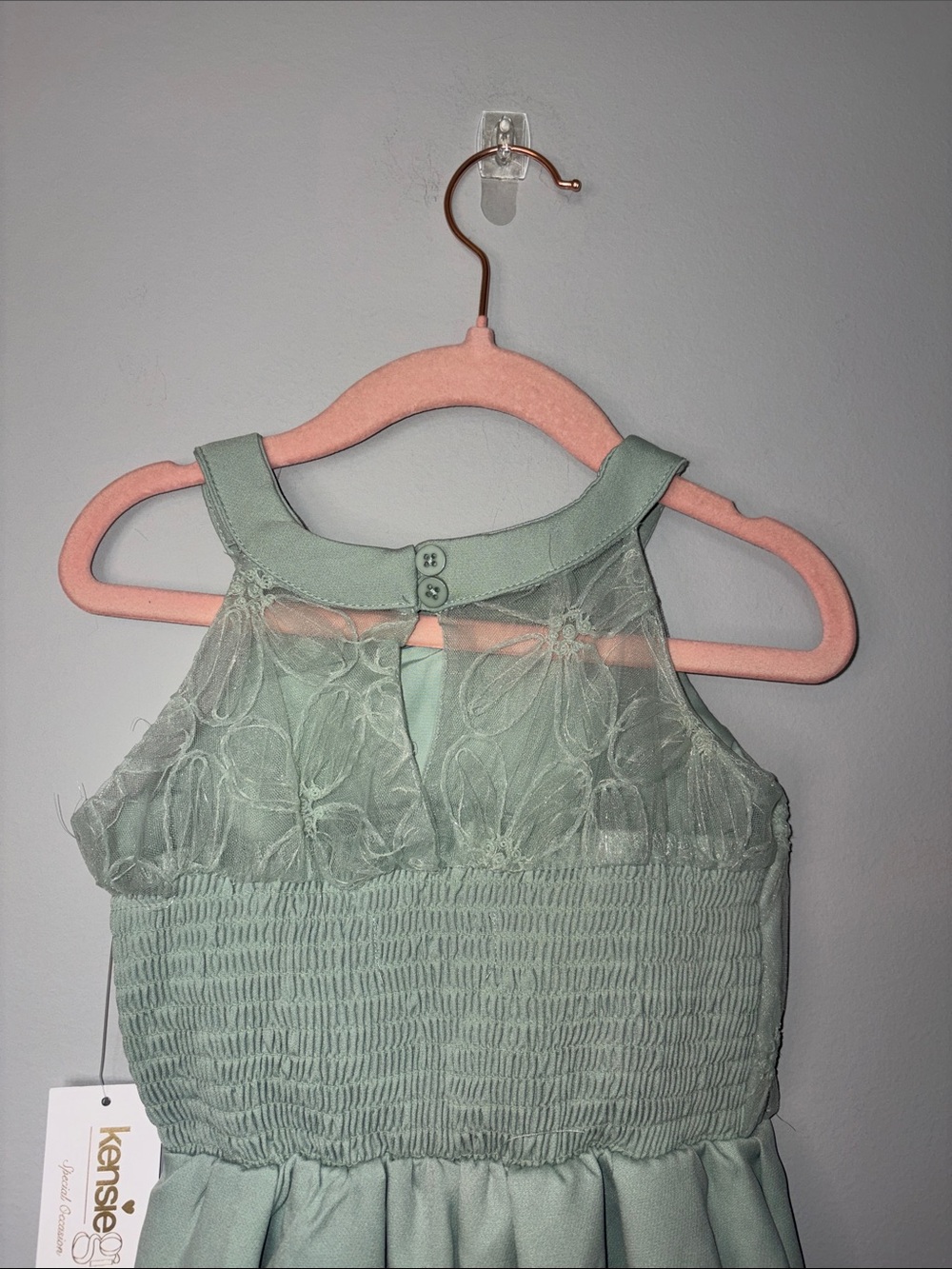 Kensie Girl Mint Green Textured Bodice Jumpsuit Size 4 NEW - Picture 4 of 6
